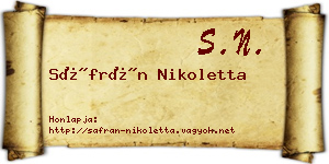 Sáfrán Nikoletta névjegykártya