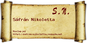 Sáfrán Nikoletta névjegykártya